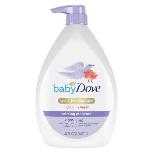 Baby Dove Sensitive Skin Care Baby Wash For A Calming Baby Bath Wash Calming Moisture Hypoallergenic And Tear-Free, Washes Away Bacteria ,34 fl oz