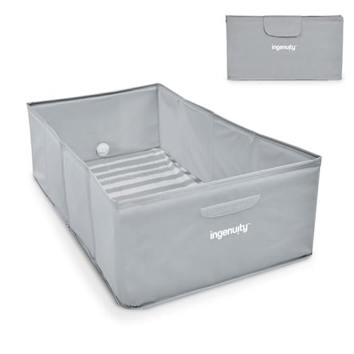 Ingenuity Tuckaway Toddler Folding Tub, Converts Shower to Tub, Folds to Store, Easy to Clean, No Assembly Required, Portable Baby Bathtub for Travel, 12M-5Y, Green