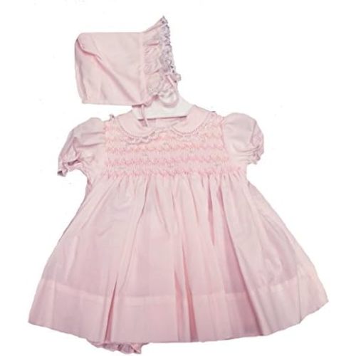 Petit Ami Girls Smocked Dress with Bonnet