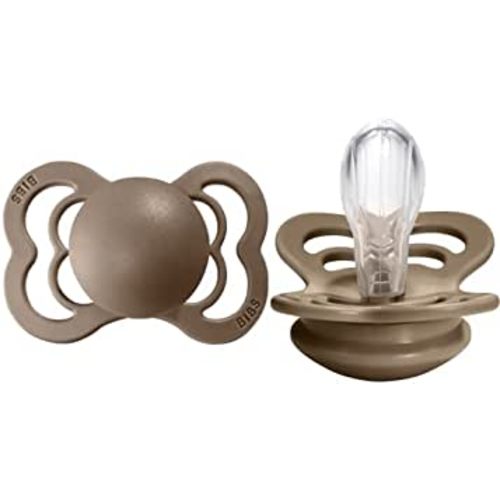 BIBS Pacifiers - Supreme Collection | BPA-Free Baby Pacifier | Made in Denmark | Set of 2 Dark Oak Color Premium Soothers | Size 0-6 Months