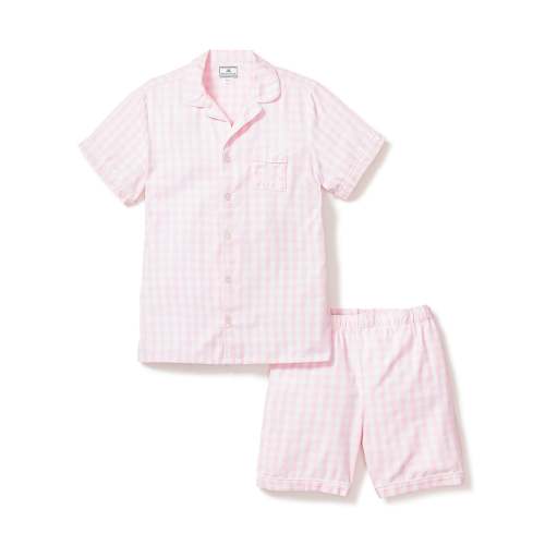 Kid's Twill Pajama Short Set in Pink Gingham