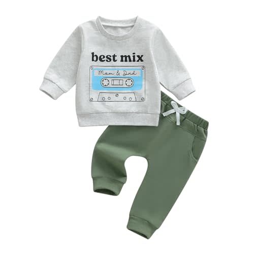 Toddler Baby Boy Clothes 6 12 18 24 Months 2T 3T Outfits Mom and Dad Sweatshirt Pullovers Pants Set Fall Winter