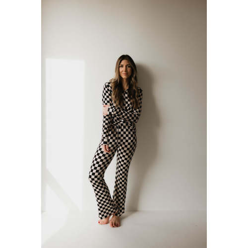 Women's Long Sleeve Bamboo Pajama | Black Checkerboard – forever french baby