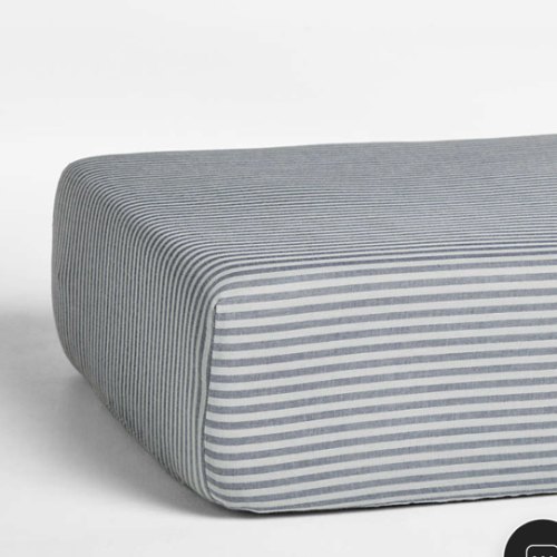 Supersoft Deep Indigo Striped 100% Organic Cotton Gauze Baby Crib Fitted Sheet