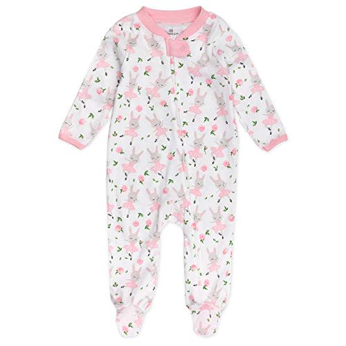 HonestBaby Sleep & Play Footed One-Piece Pajama Sleeper 100% Organic Cotton, Baby Girls