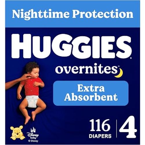 Huggies Overnites Size 4 Overnight Diapers (22-37 lbs), 58 Ct, Packaging May Vary