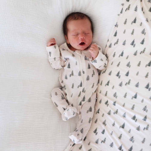 Evergreen Bamboo Waffle Zipper Footie