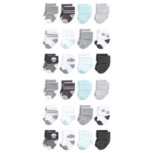 Hudson Baby Cotton Rich Baby Terry Socks 24-Pack, Sheep, 0-6 Months