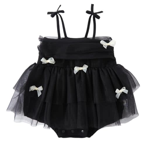 Newborn Baby Girl Tutu Romper Dress Bow Strap Princess Tulle Bodysuit Infant Baptism Wedding Party Photoshoot Outfit