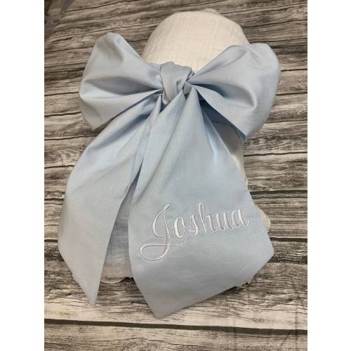 Monogrammed Baby Bow for Swaddle blanket, large baby bow for pictures, monogram bow, baby gift,swaddle blanket with bow, bow wrap, baby sash
