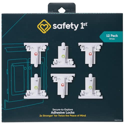 Safety 1st - Secure-to-Explore Adhesive Cabinet Locks Baby Proofing, Child Locks for Cabinets and Drawers (12 Locks), White