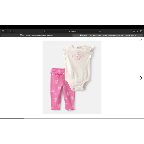Baby Girl 2-Piece 'Mommy's Mini Treasure' Shell Bodysuit & Pant Set - Pink/Ivory | Carter's