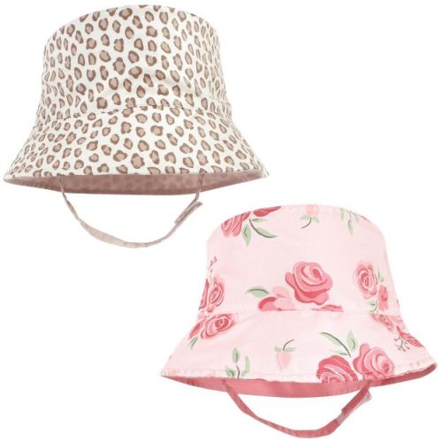 Hudson Baby Infant Girl Sun Protection Hat, Blush Rose Leopard