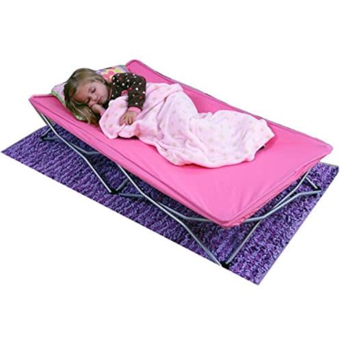 Regalo My Cot® Portable Toddler Bed, Foldable Kids Travel Bed & Camping Cot, Lightweight Sleeping Cot for Toddlers, Indoor/Outdoor, 46.5” x 24” x 9.5”, Pink