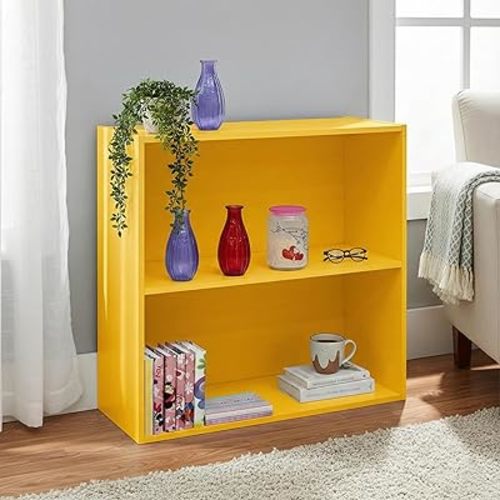 KB Designs - Tony 2-Tier Modern Bookcase with Open Storage Shelves for Kids’ Rooms, Playrooms, or Home Offices – Compact Colorful Bookshelf Organizer