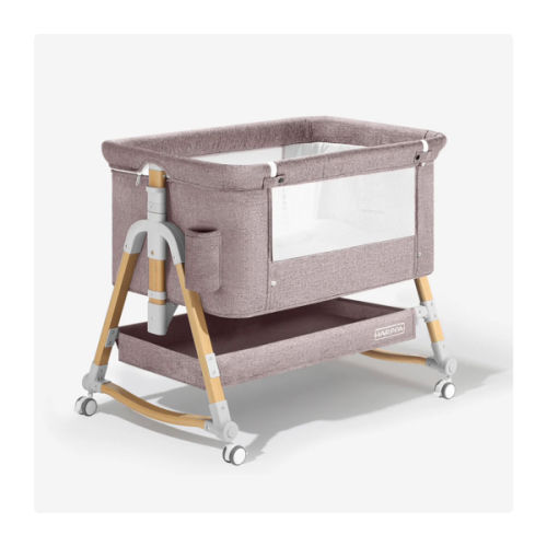 HARPPA Cuddly 3-in-1 Baby Bassinet Bedside Sleeper for Reflux | Attaches to Bed, Adjustable 5 Heights, Non-Toxic & CPSC Certified | Sturdy Aluminum Frame, Portable Wheels, Tool-Free Setup, Gentle Rocking | Perfect for Newborns, Infants, Small Spaces & Saf