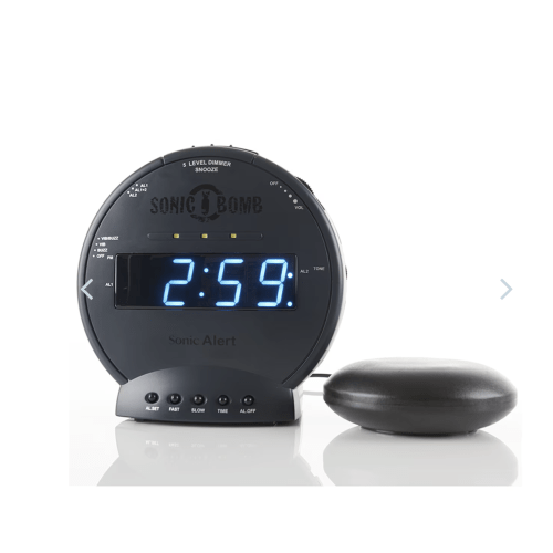 The Sonic Bomb "Blackout" Loud Alarm Clock with Sonic Bomb Bed Shaker - SBB500SSBLK