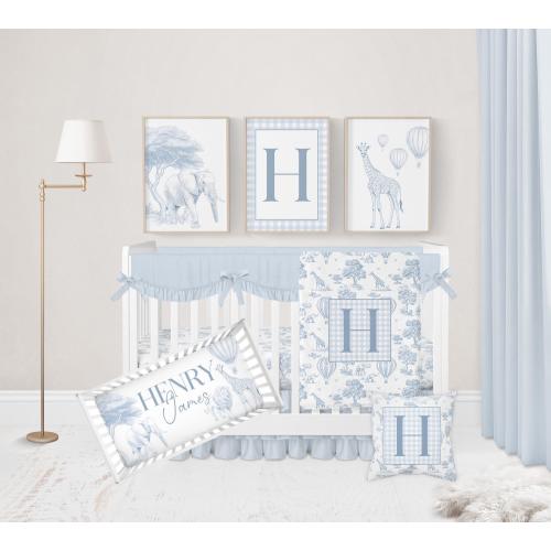 Baby Boy Crib Bedding, Blue Toile Crib Bedding Set Boy, Baby Boy Nursery Bedding, Safari Nursery Decor, Safari Baby Bedding Crib Sets Boy