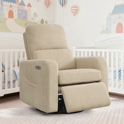 Latitude Run® Reiby Modern Upholstered Manual Recliner Nursery Chair with Swivel and rocker | Wayfair