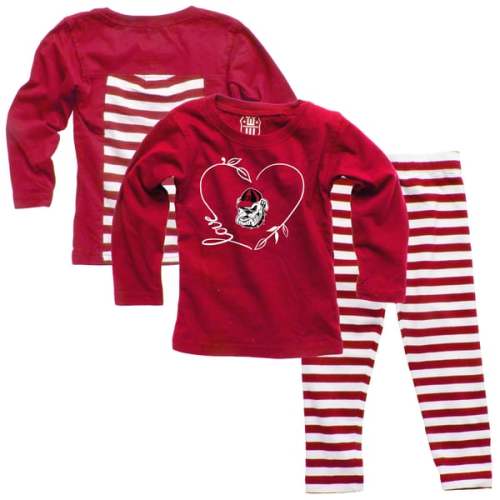 Georgia Bulldogs Wes & Willy Girls Infant Long Sleeve Top and Pant Set - Red