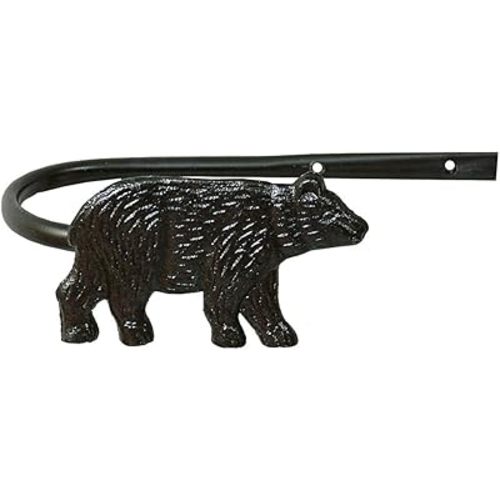 BLACK FOREST DECOR Metal Bear Curtain Tie Backs - Rustic Black Lodge-Style Set of 2-8.25" x 4.25" x 3.25"
