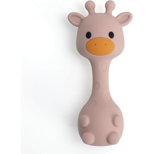 Silicone Teether for Babies, Food Grade Silicone Little Giraffe Shaker Rattle Toy | Easy to Grip | BPA Free (Dusty Lilac)