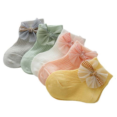 SUNSIOM Baby Girls Mesh Bowknots Frilly Ankle Crew Socks Toddler Lace Plaid Ribbed Dress Socks