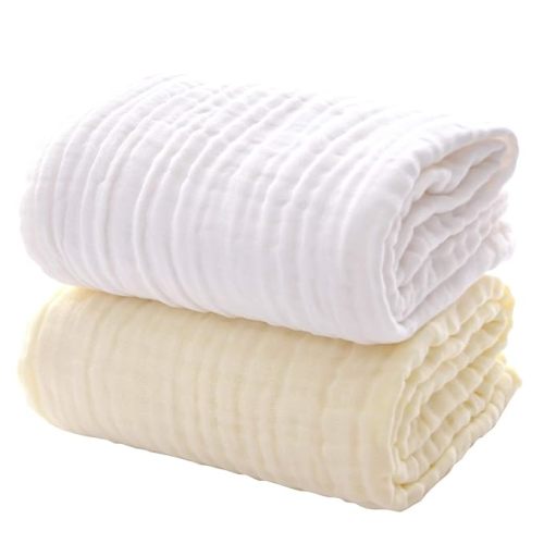 MUKIN Baby Bath Towels, Super Soft Cotton Receiving Blanket for Baby's Delicate Skin,2Pack Swaddle Blanket for Newborns Toddlers Boy Girl,Baby Registry as Shower (White+Yellow)
