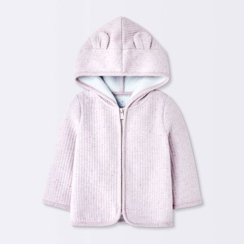 Baby Girls' Cozy Quilted Jacket - Cloud Island™ Heathered Pink 0-3M