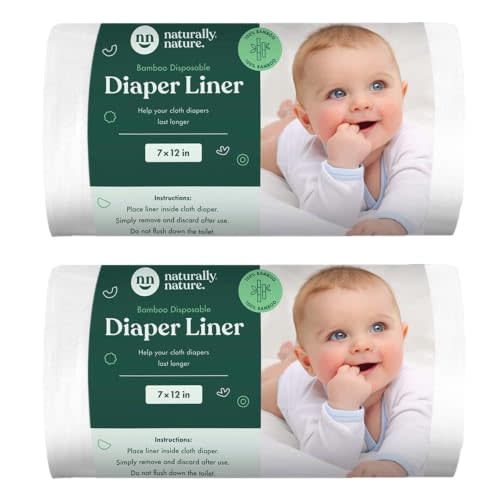 Naturally Nature Disposable Cloth Diaper Liners, Unscented, Fragrance-Free, Chlorine Free Diaper Inserts - 200 Count - (2 Rolls, 100 Sheets per Roll)