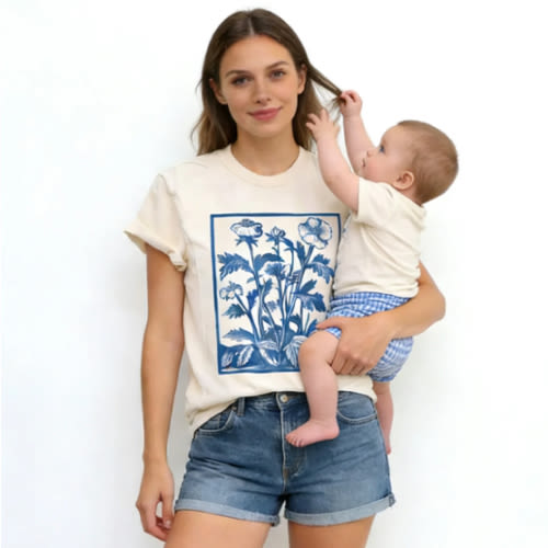 Vintage Wildflowers Graphic Nursing T-shirt