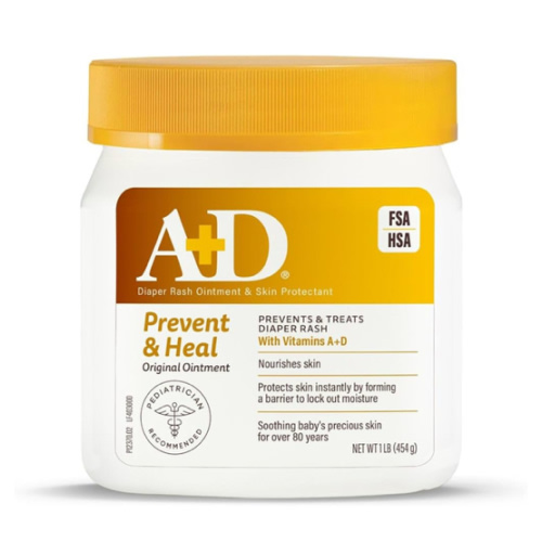 A+D Original Diaper Rash Ointment, Prevents & Protects Diaper Rash, Moisturizes & Heals Dry Skin With Vitamins A&D, 16oz Jar