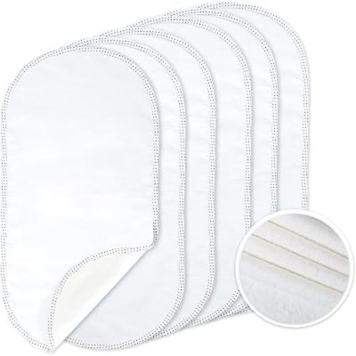 TILLYOU Waterproof Changing Pad Liners 6 Pack, 100% Cotton Reusable Cloth Diaper Liners, White