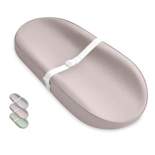 Blissful Diary Vegan Leather Baby Changing Pad with Waterproof & Wipe-Clean PU Cover, Avocado Size Cozy Diaper Changing Pad for Dresser and Table, Taupe