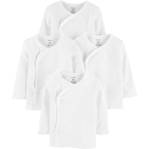 Carter's Unisex 4 Pack Long Sleeve Side Snap Mitten Cuff Shirt