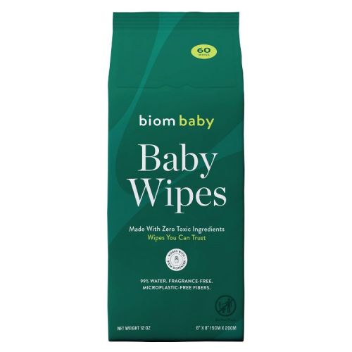 Biom Plant Based Hypoallergenic Baby Wipes - Fragrance Free - 60ct: Alcohol-Free, Contains Aloe, Refill Pouch