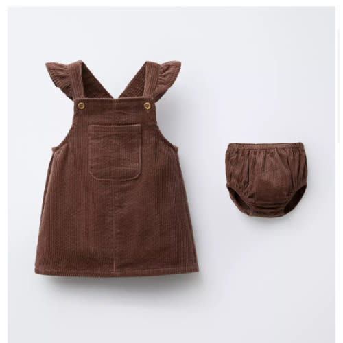 CORDUROY PINAFORE DRESS AND BLOOMERS - Dark pink | ZARA United States