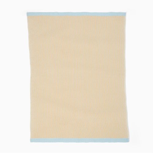 Contrast Ribbed Knit Baby Blanket