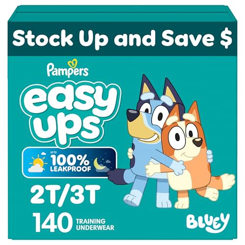 Pampers Training Pants - Easy Ups Boys & Girls Bluey - Size 2T-3T, 140 Count, Children's Potty Underwear (Packaging May Vary)