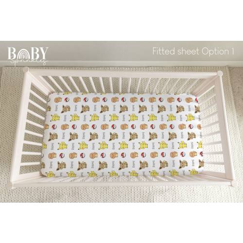 POKE ANIMALS Baby Crib Fitted Sheet, Animals Crib Sheet, Baby Boy Nursery, Poke Animals Boy Nursery, Personalized Baby sheet