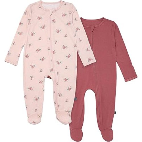 Modern Moments by Gerber Baby Girls' Viscose Sleep 'N Play With Mittens, Pink Roses, 3-6 Months