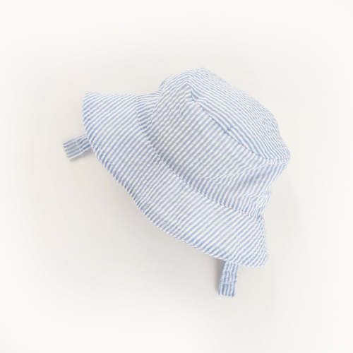 Light Blue Stripe UPF 25+ Seersucker Bucket Hat - Huggalugs