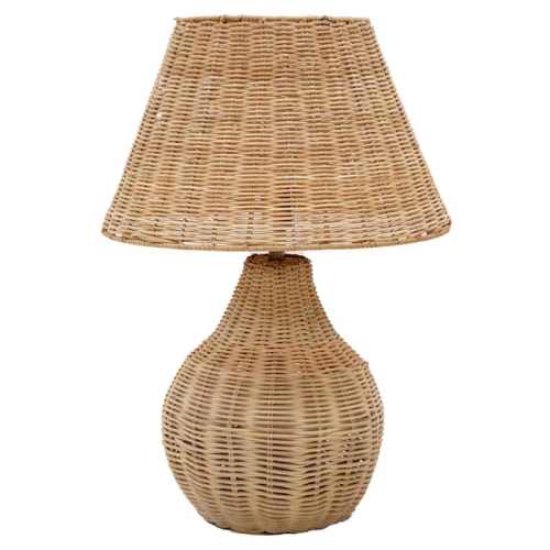 Natural Weaving Rattan Small Table Lamp with Shade, 16.5"