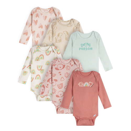 Onesies Brand Baby Girl 6pc Bodysuits, Sizes (0-3 Months - 12 Months)