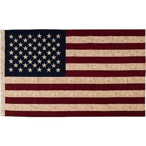 SYII Vintage American Cotton Flag 3x5 Ft, Luxury Embroidered Stars and Double Stitched Sewn Stripes, Heavy Duty Cotton US Flags for Indoor Outdoor USA 250th Anniversary Decoration