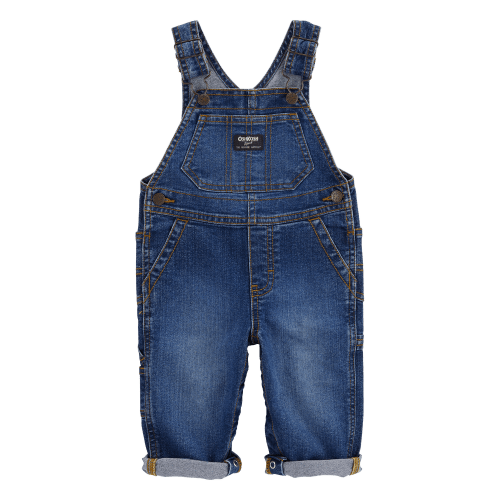 Dark Wash Baby Stretch Denim Classic Overalls - Dark Wash