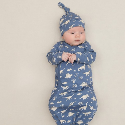 Organic Kimono Infant Sleep Gown - Dino