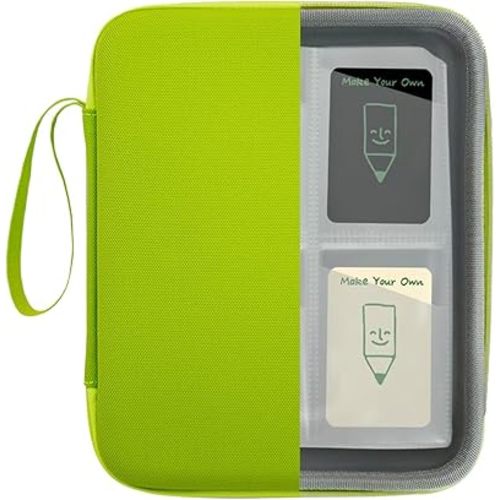 Card Case Holder for Yoto Cards Album Pouch Storage Organizer 120 Pockets, Large Capacity Portable Folder with 2 Zipper and Carry Strap, Yoto Card Binder with Sleeves for Travel (Fluorescent Green)