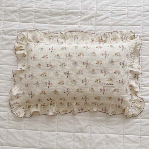 Athvotar Baby Pillowcase Floral Print Cotton Muslin Newborn Pillow Case Pillow Cover for Baby 30x50cm 48x74cm
