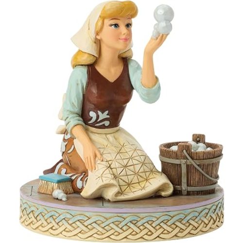 Enesco Disney Traditions by Jim Shore Cinderella Cleaning and Catching Bubbles Figurine, 5.12 Inch, Multicolor